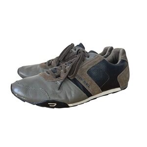 Men's Diesel Brown Gray Suede and Leather Loop Trainer Retro Sneakers Shoes 11